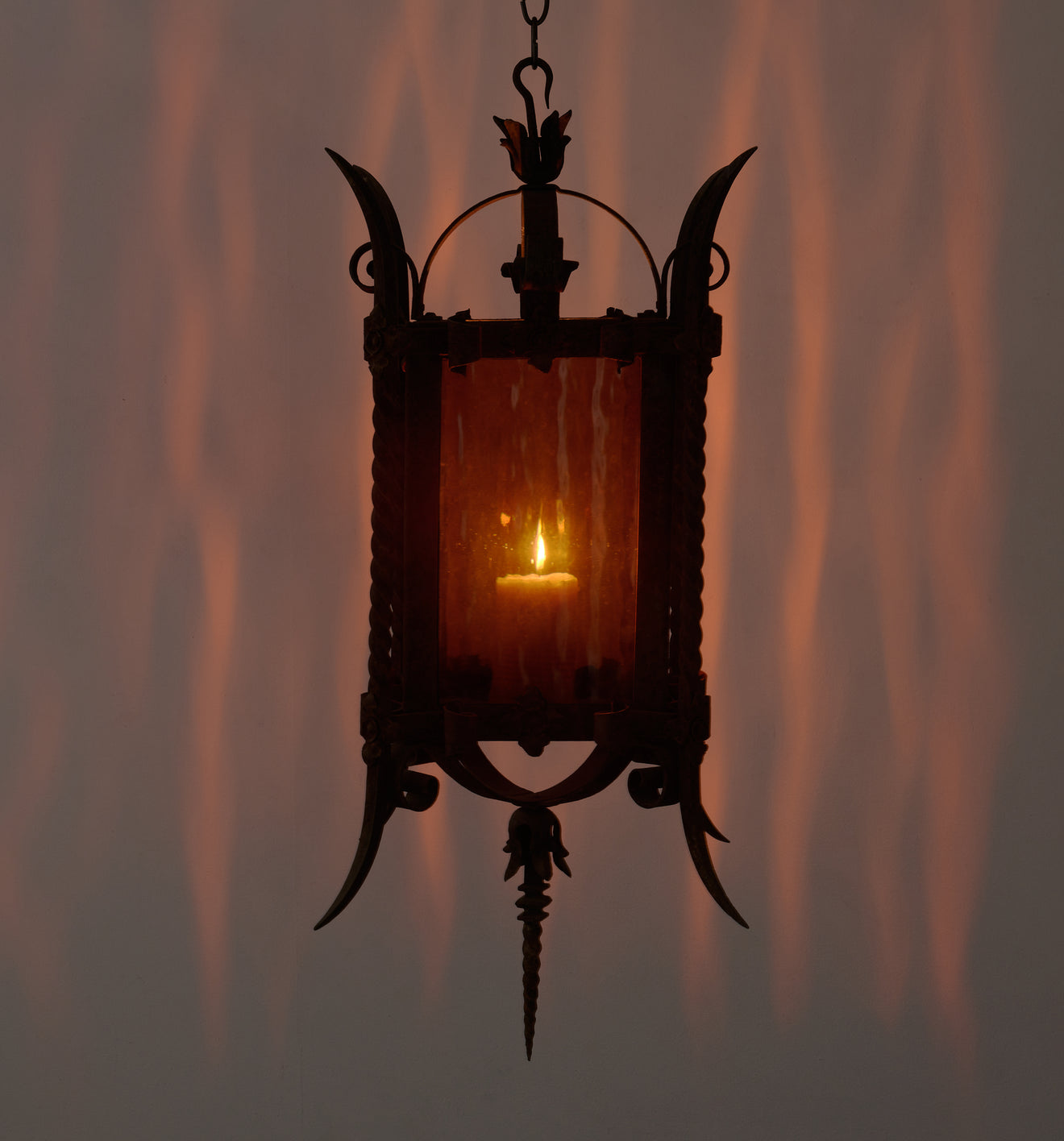 Spanish Revival Wrought Iron Lantern